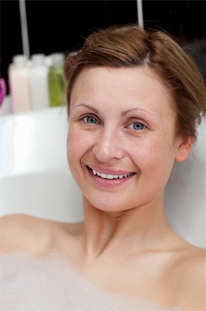 Cheerful woman having a bath Stock Photo - Budget Royalty-Free & Subscription, Code: 400-04182738