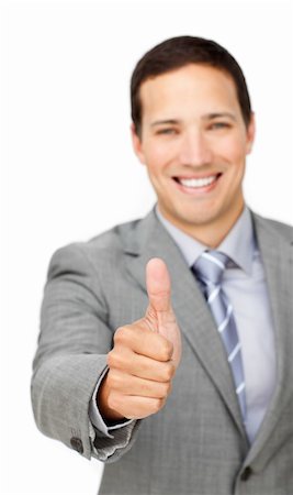 simsearch:400-04129711,k - Cheerful businessman with thumb up isolated on a white background Stock Photo - Budget Royalty-Free & Subscription, Code: 400-04183130