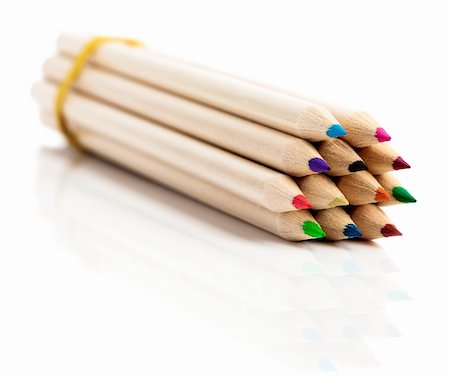 many colored pencils in row over white background Stock Photo - Budget Royalty-Free & Subscription, Code: 400-04183384