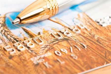 golden pen with credit card Stock Photo - Budget Royalty-Free & Subscription, Code: 400-04183387