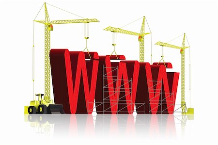 tower cranes building website WWW under construction or creation 3D word Stock Photo - Budget Royalty-Free & Subscription, Code: 400-04183447