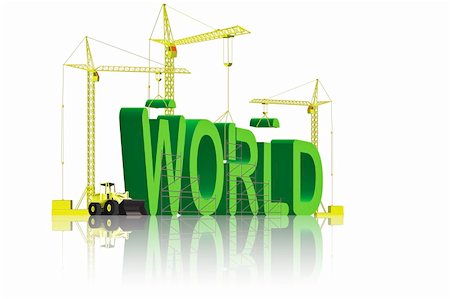 tower cranes creating 3D word Stock Photo - Budget Royalty-Free & Subscription, Code: 400-04183443