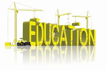 research building - education 3D word composed by three tower cranes in yellow Photographie de stock - Aubaine LD & Abonnement, Code: 400-04183465