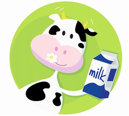 simsearch:400-04235699,k - Vector illustration of happy cartoon cow with milk. Foto de stock - Royalty-Free Super Valor e Assinatura, Número: 400-04183483