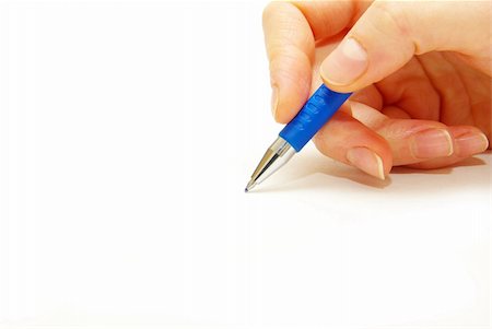 simsearch:400-06454922,k - Hand and pen on the white background Stock Photo - Budget Royalty-Free & Subscription, Code: 400-04183643