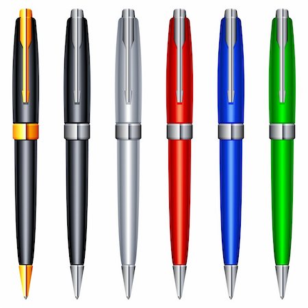 signing contract on computer - Set of 6 colour pens. Stock Photo - Budget Royalty-Free & Subscription, Code: 400-04194012