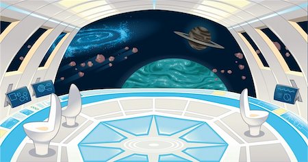 spaceships - Spaceship interior. Funny cartoon and vector illustration. Stock Photo - Budget Royalty-Free & Subscription, Code: 400-04194288