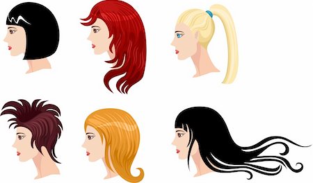 vector illustration of a hairstyle set Foto de stock - Super Valor sin royalties y Suscripción, Código: 400-04194384