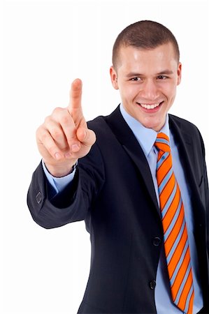 feedough (artist) - picture of a young businessman pushing an imaginary button Photographie de stock - Aubaine LD & Abonnement, Code: 400-04194454