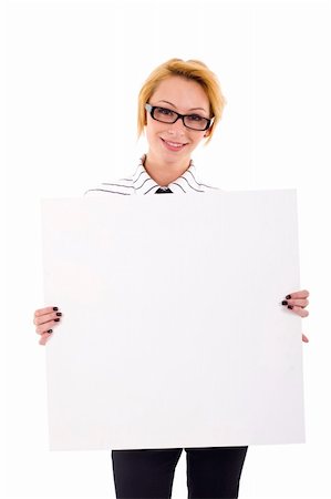 simsearch:400-04340435,k - young business woman holding empty white board Stock Photo - Budget Royalty-Free & Subscription, Code: 400-04194492