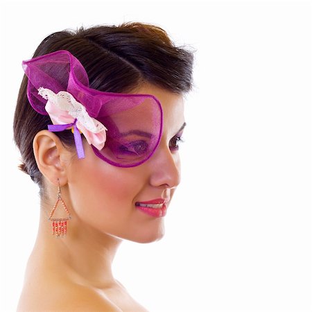 simsearch:400-05197147,k - girl with purple brooch and beautiful makeup over white Stock Photo - Budget Royalty-Free & Subscription, Code: 400-04194550