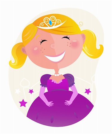 Vector cartoon illustration of small pink princess. Stock Photo - Budget Royalty-Free & Subscription, Code: 400-04194646