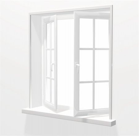 Opened plastic window. 3d render Stock Photo - Budget Royalty-Free & Subscription, Code: 400-04194822