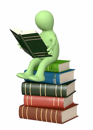 simsearch:400-06074785,k - 3d puppet, reading the book. Object over white Stock Photo - Budget Royalty-Free & Subscription, Code: 400-04194831