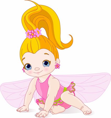 dazdraperma (artist) - Sitting cute Baby fairy with Flowers Foto de stock - Super Valor sin royalties y Suscripción, Código: 400-04195117