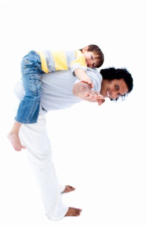 simsearch:400-04114591,k - Little boy playing with his father against a white background Stock Photo - Budget Royalty-Free & Subscription, Code: 400-04195199
