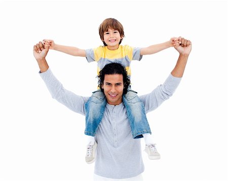 simsearch:400-04114591,k - Attentive father playing with his son against a white background Stock Photo - Budget Royalty-Free & Subscription, Code: 400-04195200