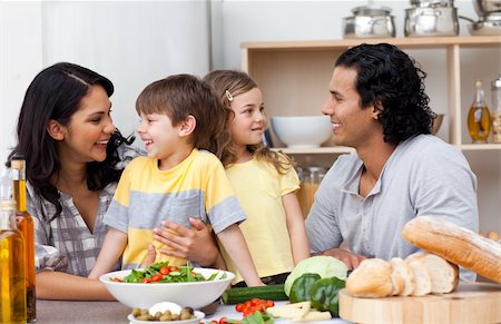 simsearch:400-04206231,k - Joyful family having fun in the kitchen at home Stock Photo - Budget Royalty-Free & Subscription, Code: 400-04195253