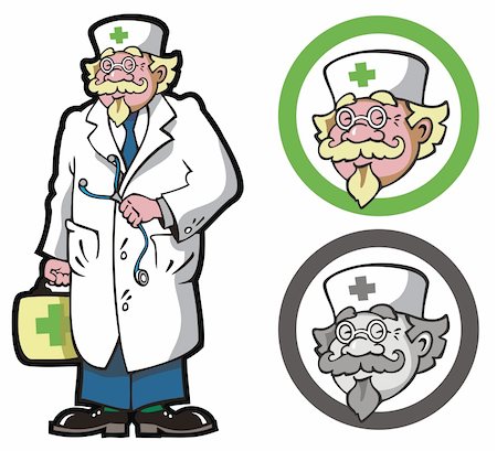 Physician, doctor, color and grayscale emblems, vector illustration Stock Photo - Budget Royalty-Free & Subscription, Code: 400-04195365