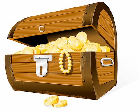 forziere - Opened Treasure Chest  isolated on the white Fotografie stock - Microstock e Abbonamento, Codice: 400-04195404