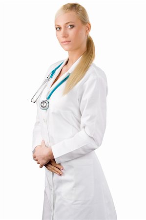 simsearch:400-04178933,k - smiling medical doctor woman with stethoscope Isolated over white background Stock Photo - Budget Royalty-Free & Subscription, Code: 400-04195495