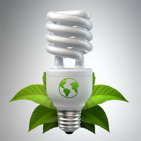 simsearch:700-03685835,k - 3d render of a white energy saving light bulb, surrounded by leafs isolated on white Photographie de stock - Aubaine LD & Abonnement, Code: 400-04195508