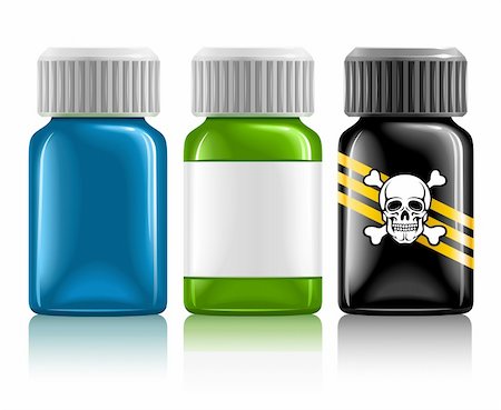 recipes paper - three medical bottles with medication and poison vector illustration, isolated on white background Foto de stock - Super Valor sin royalties y Suscripción, Código: 400-04196153