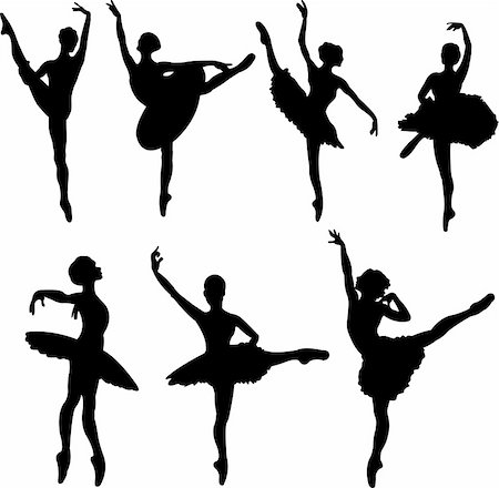 Set of ballet dancers silhouettes. Vector illustration Stock Photo - Budget Royalty-Free & Subscription, Code: 400-04196529