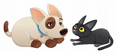 simsearch:400-08750179,k - Lovely cat and dog. Cartoon and vector isolated characters. Stock Photo - Budget Royalty-Free & Subscription, Code: 400-04196626