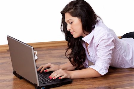 floor heat - Young woman working at home Stock Photo - Budget Royalty-Free & Subscription, Code: 400-04196858