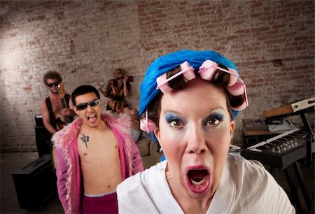 screaming woman vintage - Angry neighbor crashing a 1970s Disco Music Party Stock Photo - Budget Royalty-Free & Subscription, Code: 400-04197153