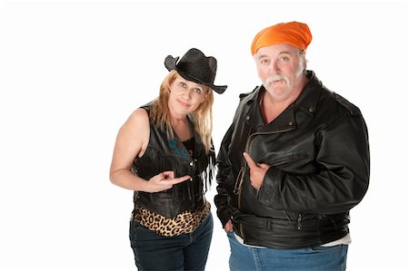 Biker couple engaged in a pointing match Stock Photo - Budget Royalty-Free & Subscription, Code: 400-04197205