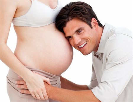 simsearch:400-07322828,k - Loving couple expecting a baby against a white background Fotografie stock - Microstock e Abbonamento, Codice: 400-04197739