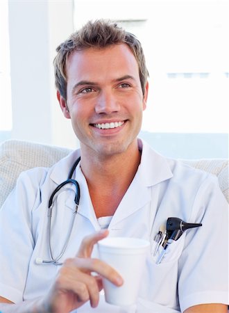 doctors coffee - Charismatic doctor having a break in the staff room Stock Photo - Budget Royalty-Free & Subscription, Code: 400-04197819