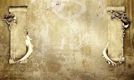 stucco sign - Grunge background with dragons and scrolls of old parchment Stock Photo - Budget Royalty-Free & Subscription, Code: 400-04197903