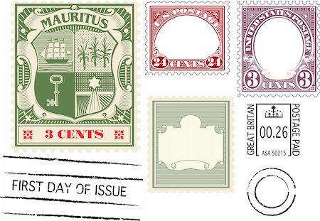 postage stamp - set of old postage stamps and  blank stamp template Stock Photo - Budget Royalty-Free & Subscription, Code: 400-04197920