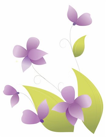 simsearch:400-04697736,k - purple daisy flower with green leaves in a white background Photographie de stock - Aubaine LD & Abonnement, Code: 400-04197939