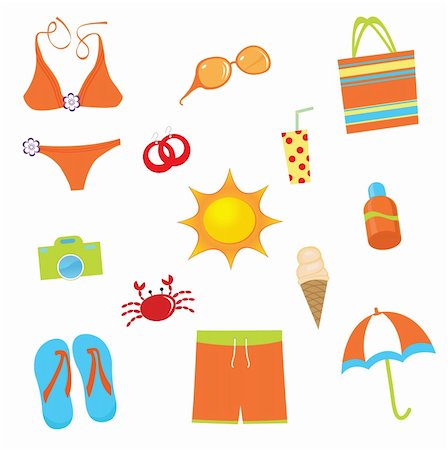 swim accessories - A colorful summer accessories collection Stock Photo - Budget Royalty-Free & Subscription, Code: 400-04197931