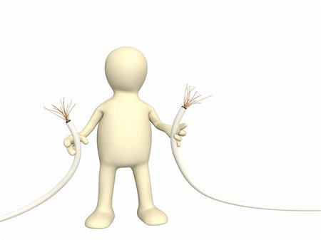 Puppet with disrupted wire. Isolated over white Stock Photo - Budget Royalty-Free & Subscription, Code: 400-04198208