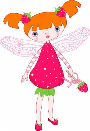 strawberry flying - Illustration of Cute strawberry fairy; Stock Photo - Budget Royalty-Free & Subscription, Code: 400-04198233