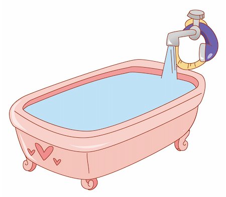 stopper - illustration drawing of a pink bathtub full of water isolate in a white background Stock Photo - Budget Royalty-Free & Subscription, Code: 400-04198471