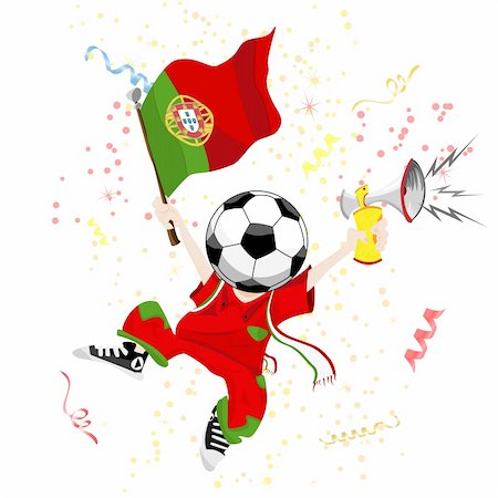 simsearch:400-04355908,k - Portugal Soccer Fan with Ball Head. Editable Vector Illustration Foto de stock - Royalty-Free Super Valor e Assinatura, Número: 400-04198855