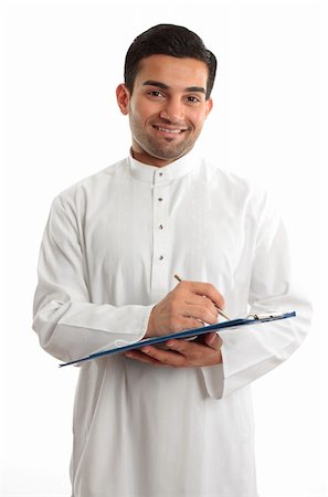 simsearch:400-04200146,k - A smiling ethnic businessman writing on a clipboard folder Stock Photo - Budget Royalty-Free & Subscription, Code: 400-04199040