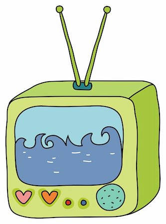 simsearch:400-05223721,k - a beautiful drawing of a green TV, a beautiful drawing of a green TV Foto de stock - Royalty-Free Super Valor e Assinatura, Número: 400-04199325