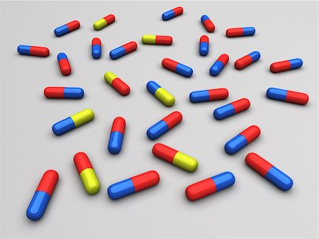 simsearch:400-06102783,k - 3D render of scattered pills Fotografie stock - Microstock e Abbonamento, Codice: 400-04199331