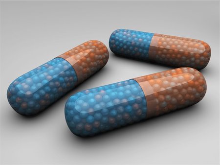 simsearch:400-06102783,k - 3D render of pills filled with spheres Fotografie stock - Microstock e Abbonamento, Codice: 400-04199332