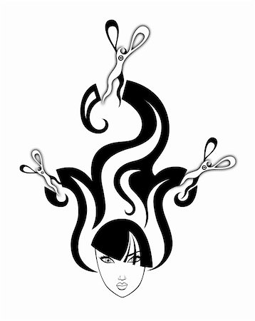 ferro arricciacapelli - illustration of  girl  with hairdressing accessories in her hair Fotografie stock - Microstock e Abbonamento, Codice: 400-04199454
