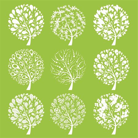 simsearch:400-04256433,k - Art trees collection for your design Photographie de stock - Aubaine LD & Abonnement, Code: 400-04199565