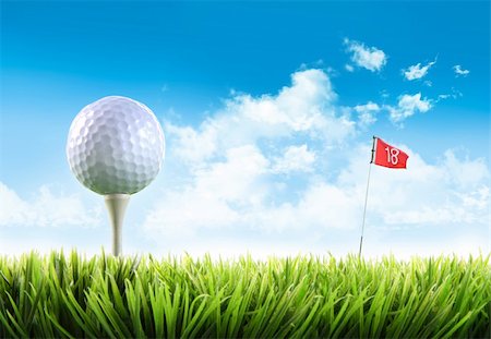 sandralise (artist) - Golf ball with tee in the grass against blue sky Foto de stock - Super Valor sin royalties y Suscripción, Código: 400-04199679