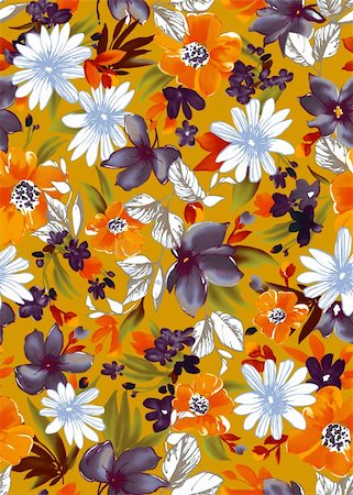 simsearch:400-05234537,k - illustration drawing of beautiful orange and white flower Fotografie stock - Microstock e Abbonamento, Codice: 400-04199742